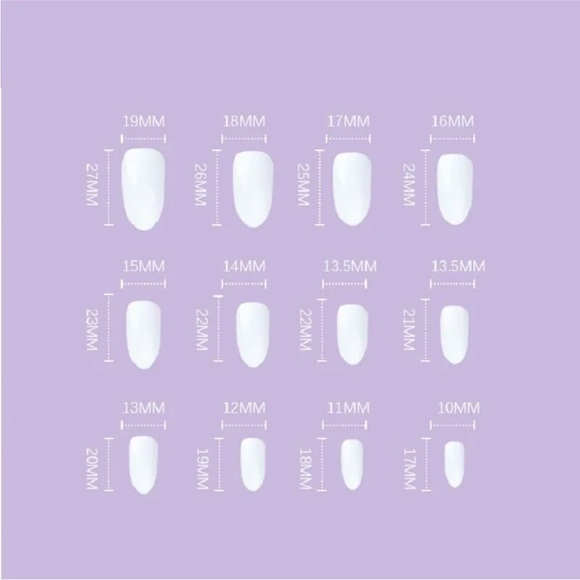 Long Oval Fake Press On Nails Decor Nails Full Cover French White Black Gradient - Picture 5 of 7